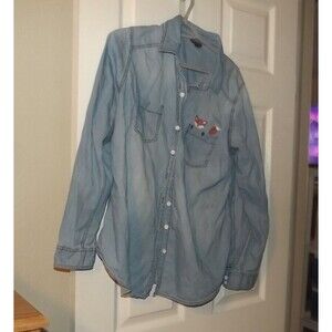 Torrid Chambray Denim Button-Up Fox Pocket Shirt Size 00